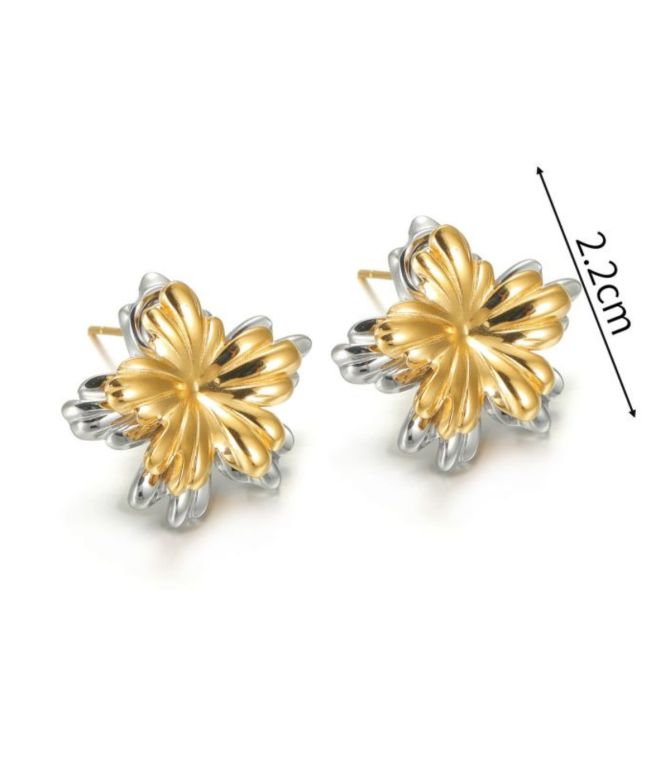 Aretes flor bicolor