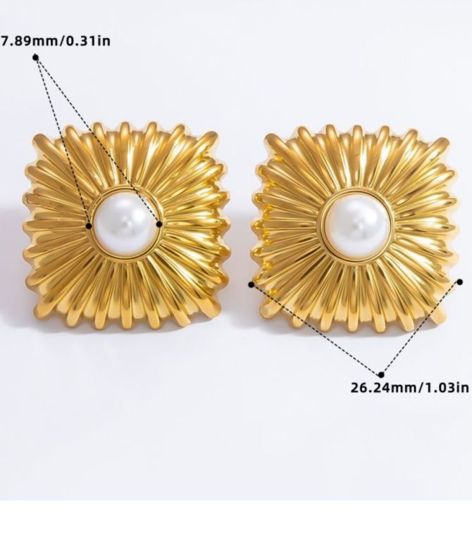 Aretes square pearl