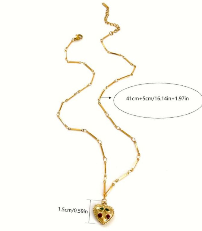 Collar love heart cherry