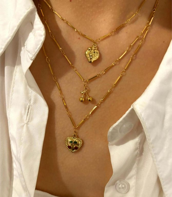 Collar love heart cherry