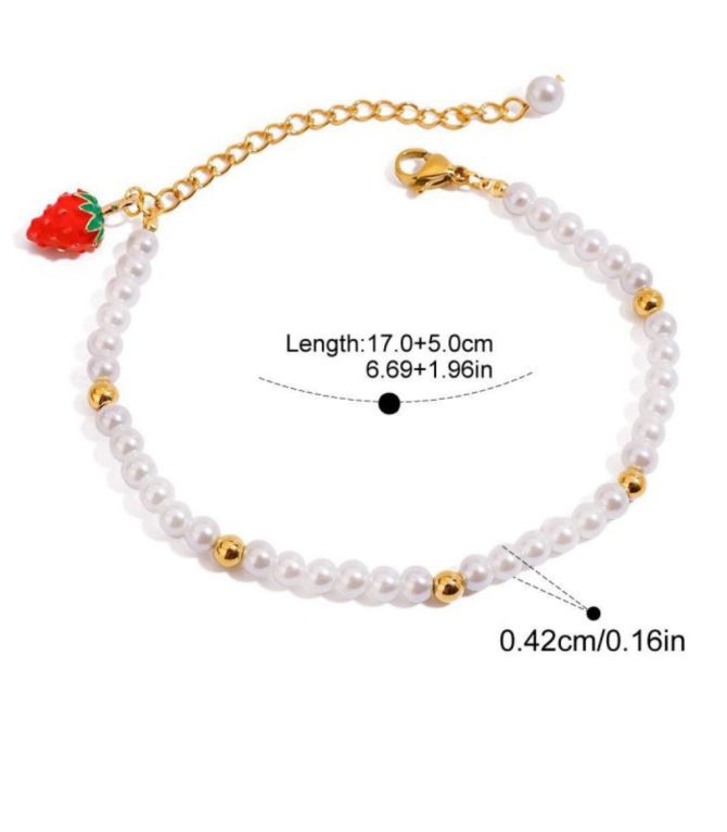 Brazalete pearl beaded strawberr