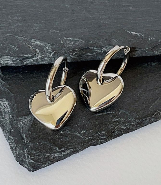 Aretes silver heart