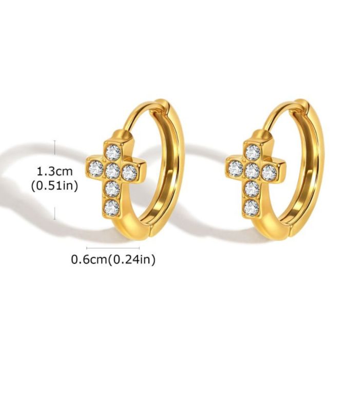 Aretes cruz con zirconias
