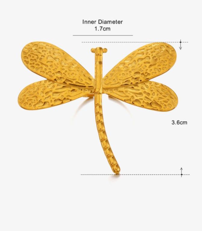 Anillo dorado libélula