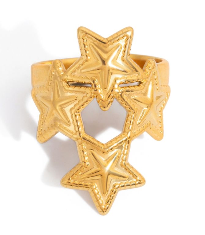 Anillo estrellas doradas