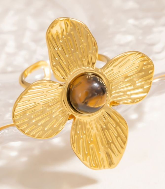Anillo tiger eye petal