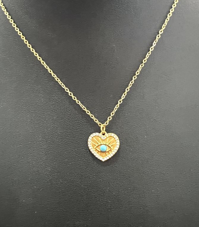 Collar corazón ojo turquesa