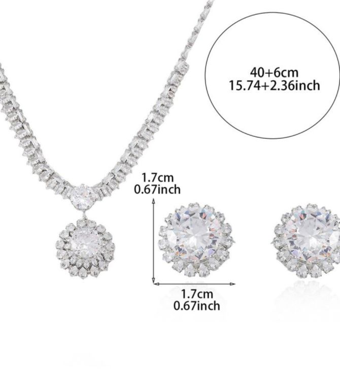 Collar y aretes diamond round