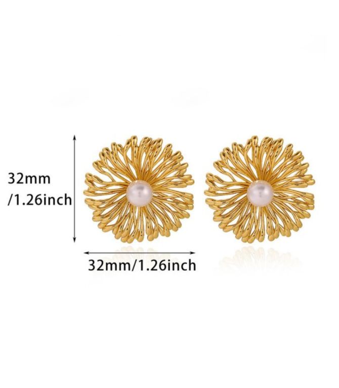 Aretes flor con perla