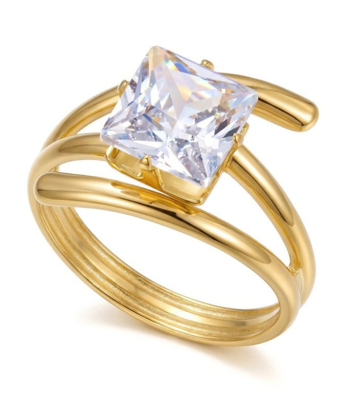 Anillo 3 Diagonal Square Zircon