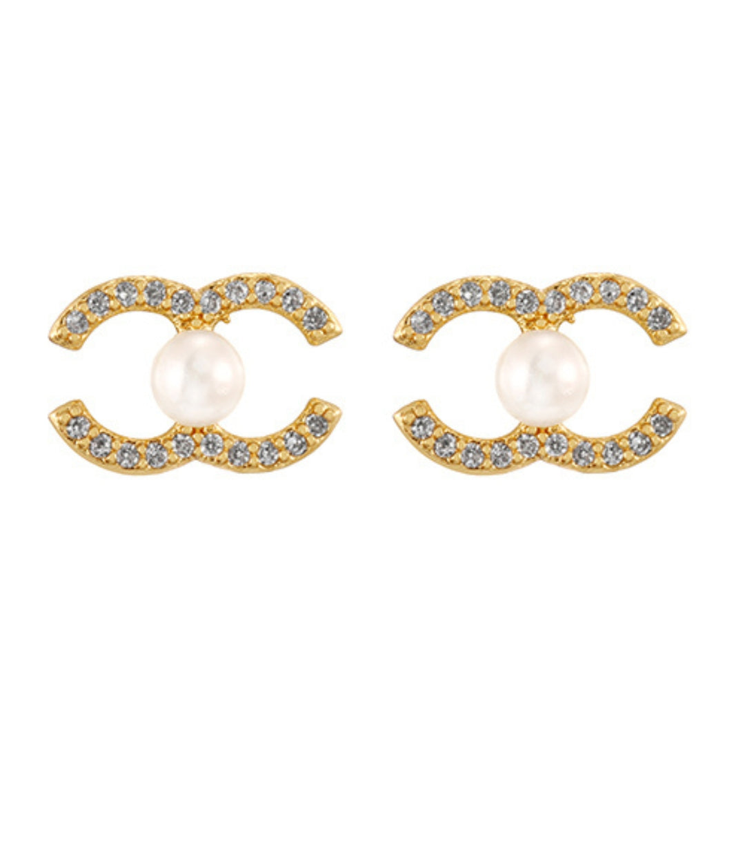 Aretes Zirconium Double C Pearl