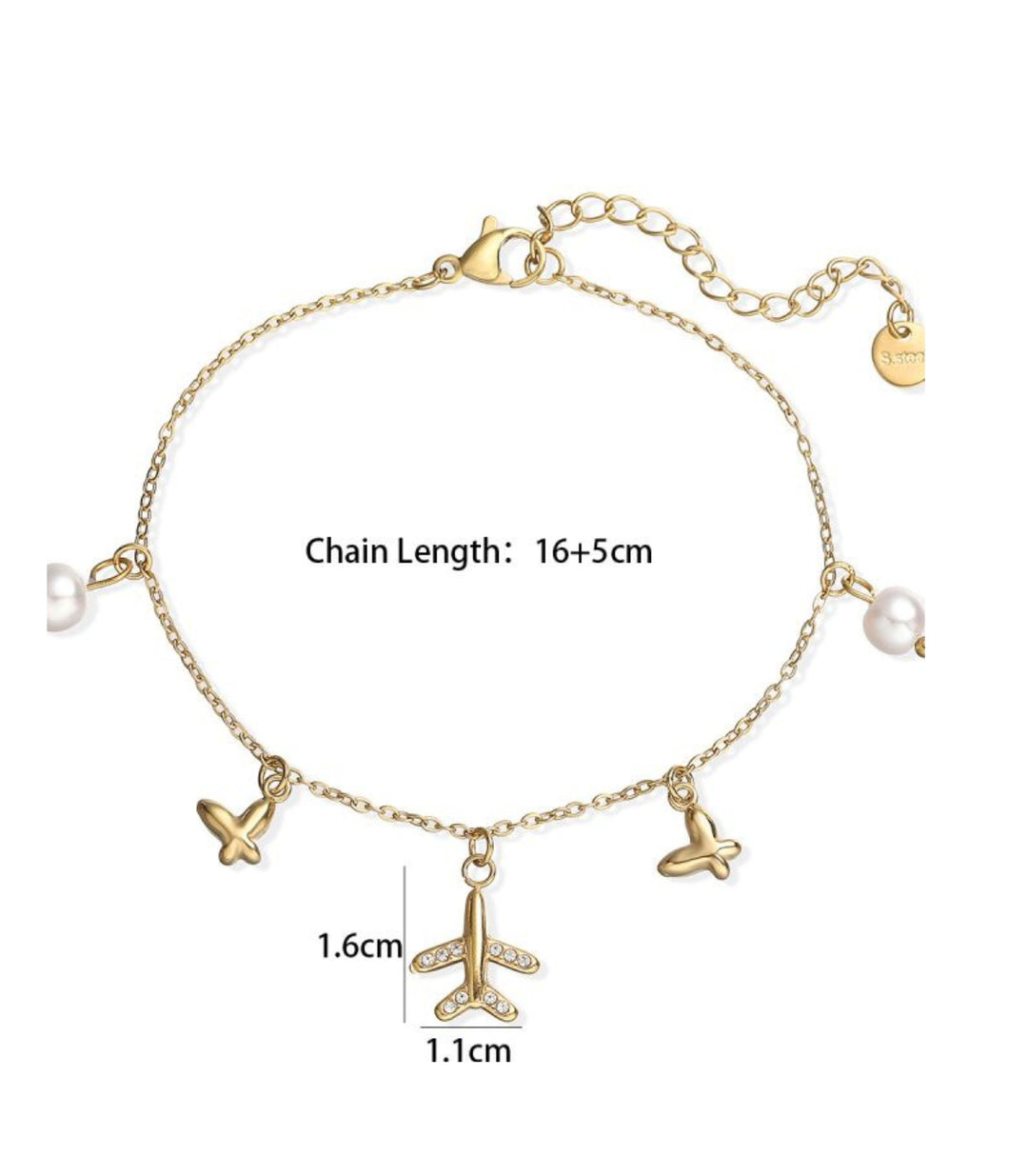 Brazalete Zircon Airplane Charms