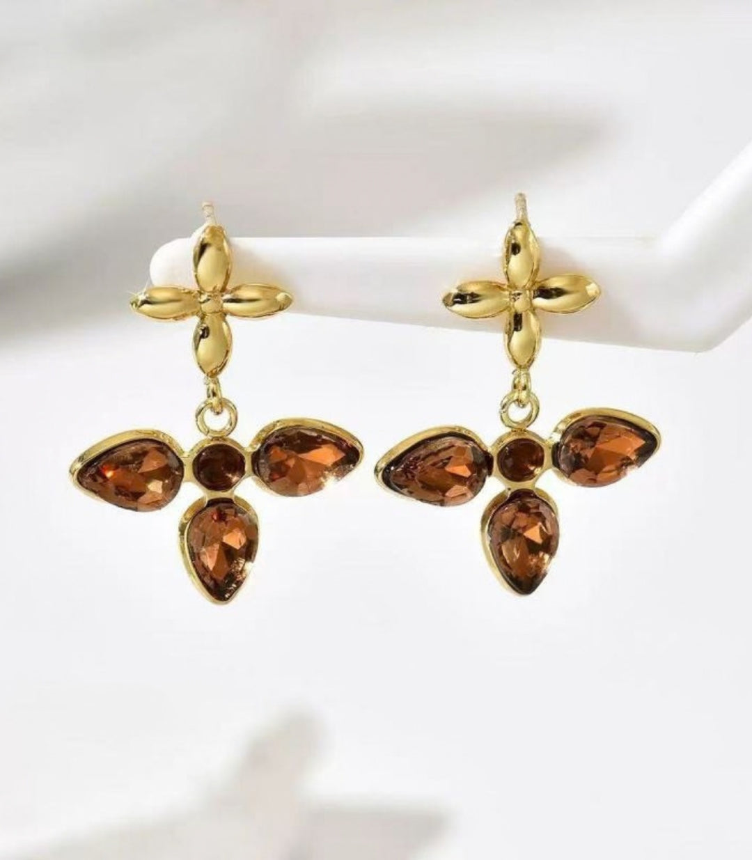 Aretes Brown Zircon Cross