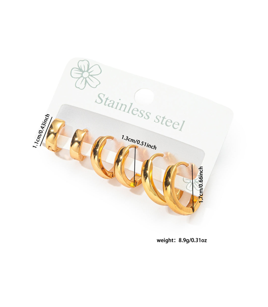 Aretes Set de 3 c shaped