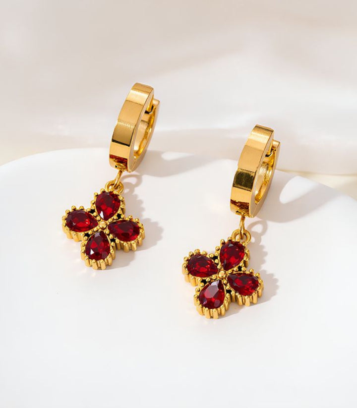 Aretes Stud Flores Rojas