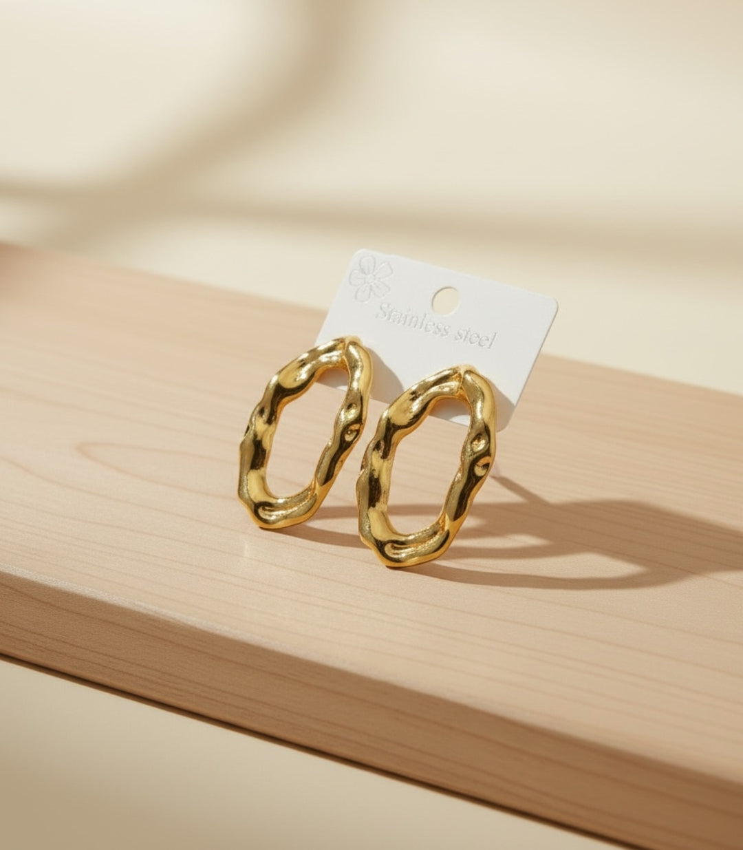Aretes Irregular Acero+18K