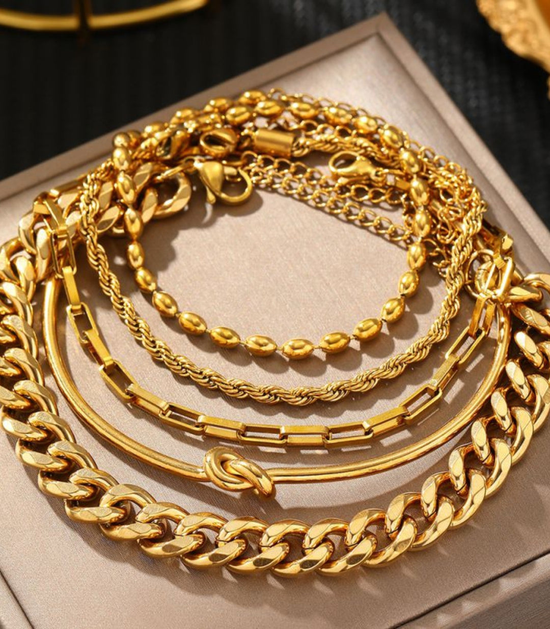 Brazaletes set de 5 dorado