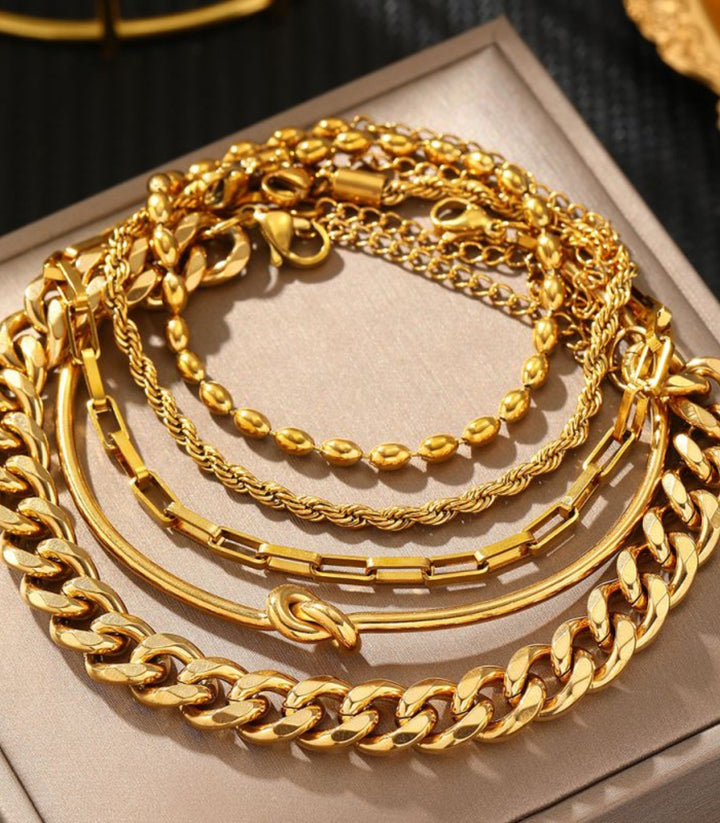 Brazaletes set de 5 dorado