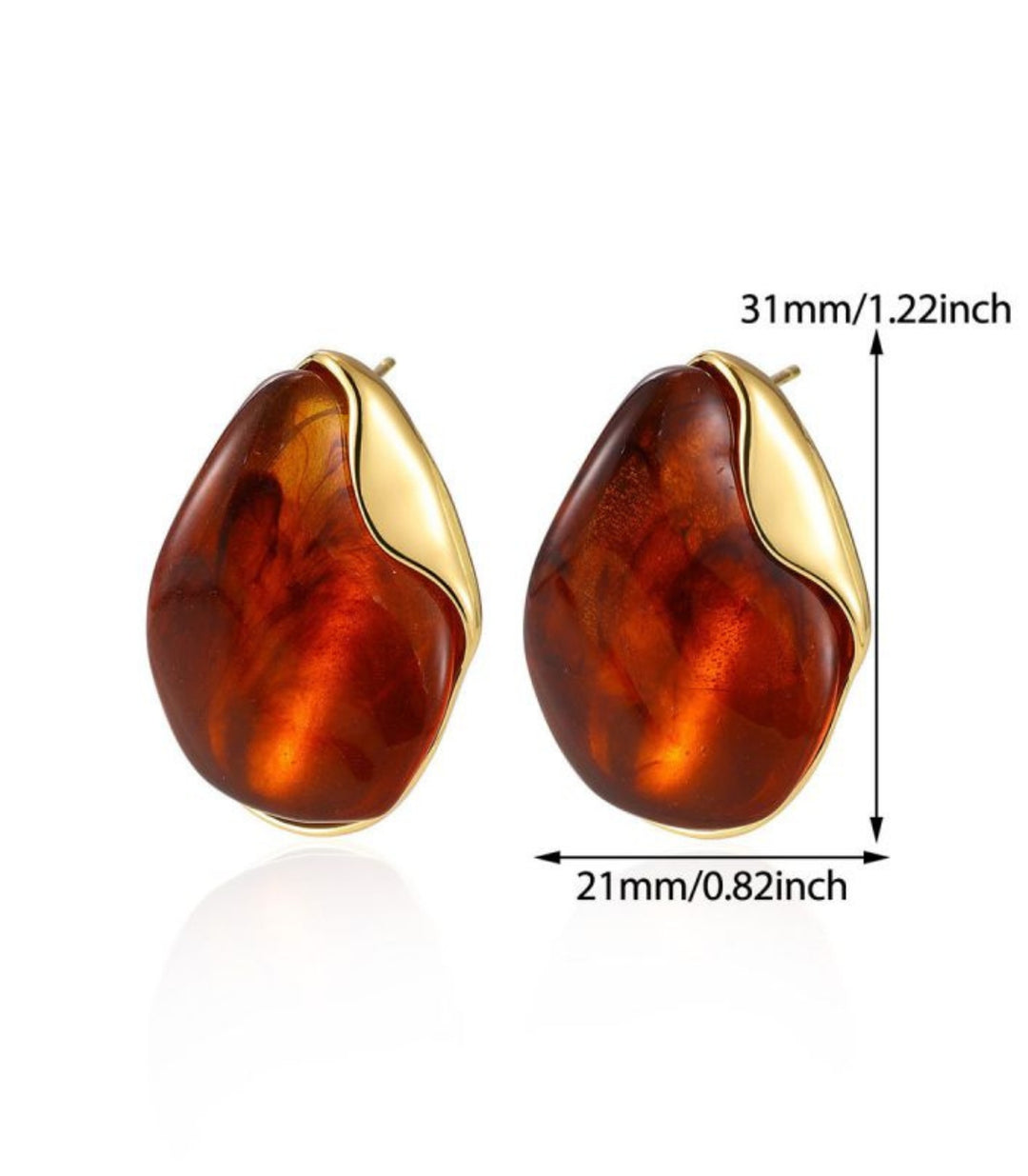 Aretes Irregular Resin Amber 18k