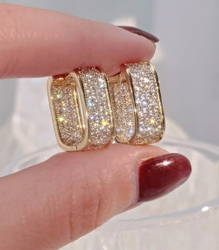 Aretes Gold Pave Zircon Hoop