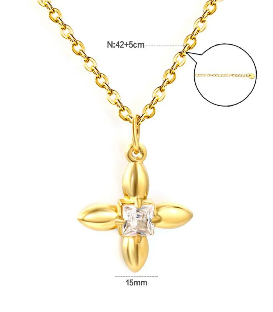 Collar Clover White Zircon 18K