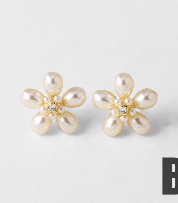 Aretes flor perlas zirc