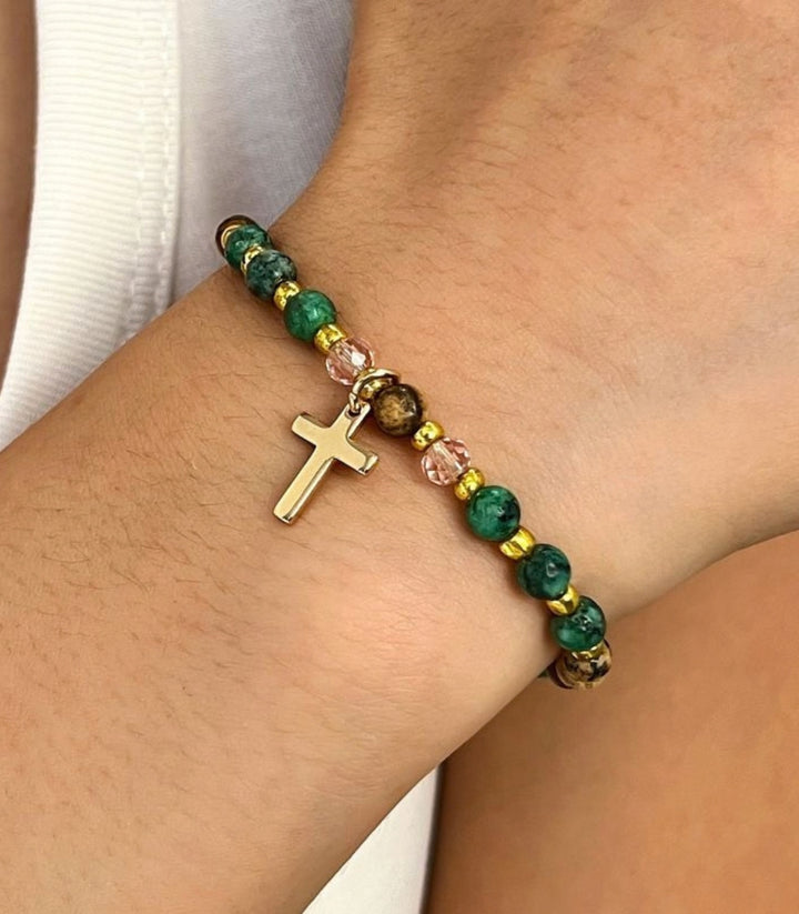 Brazalete Cross Natural Stone