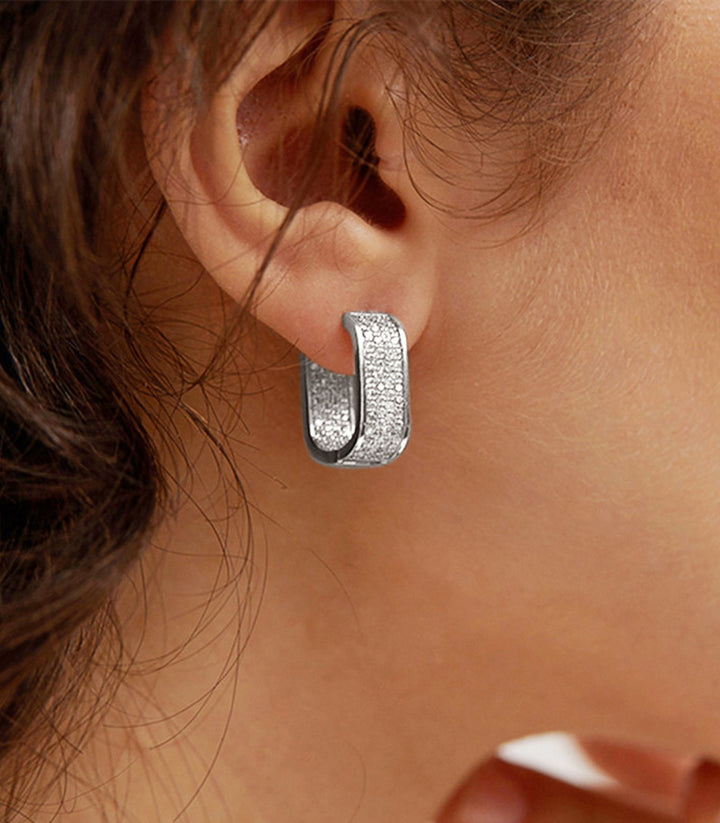 Aretes Silver Pave Zircon Hoop