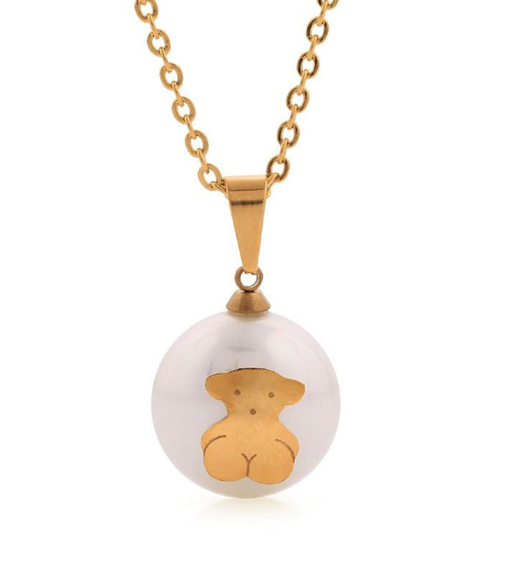 Collar Perla Oso Dorado