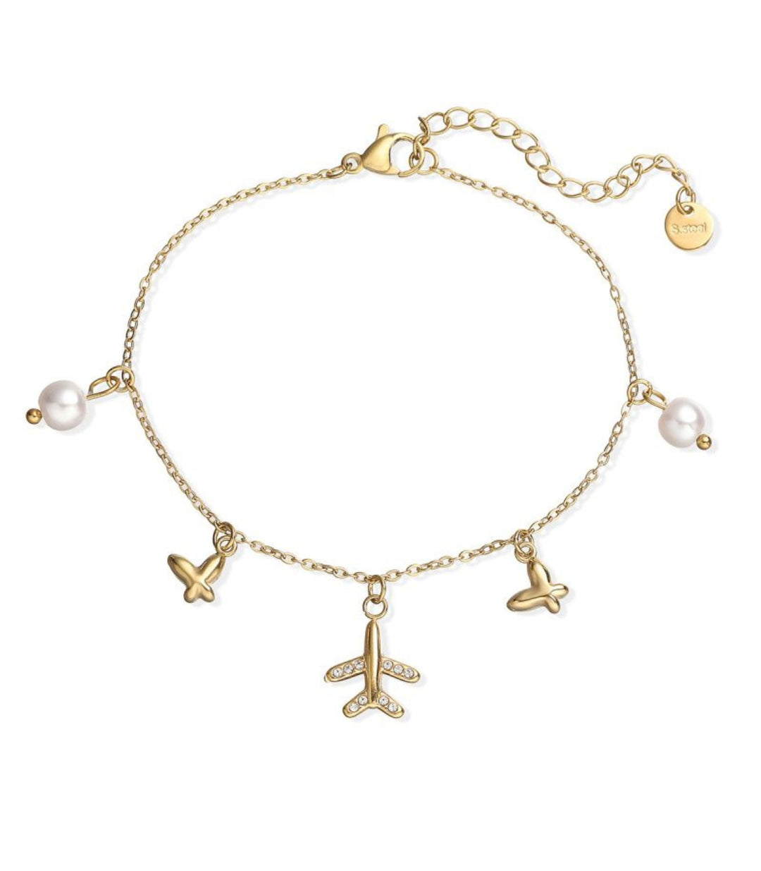Brazalete Zircon Airplane Charms