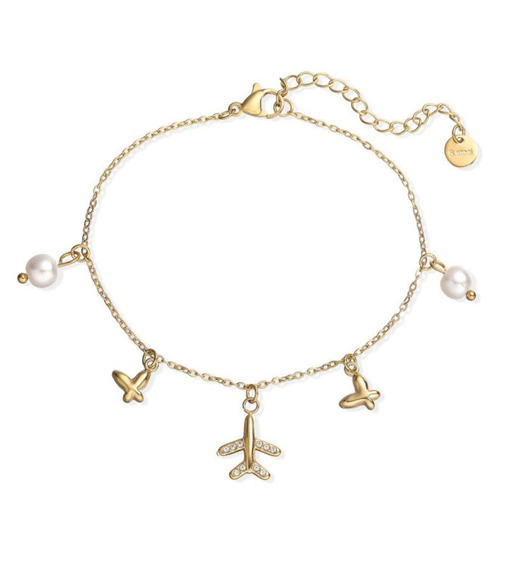 Brazalete Zircon Airplane Charms