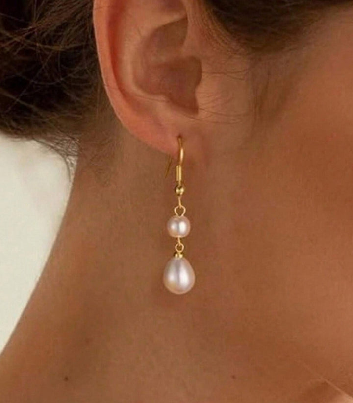 Aretes Dorados Tassel Perlas