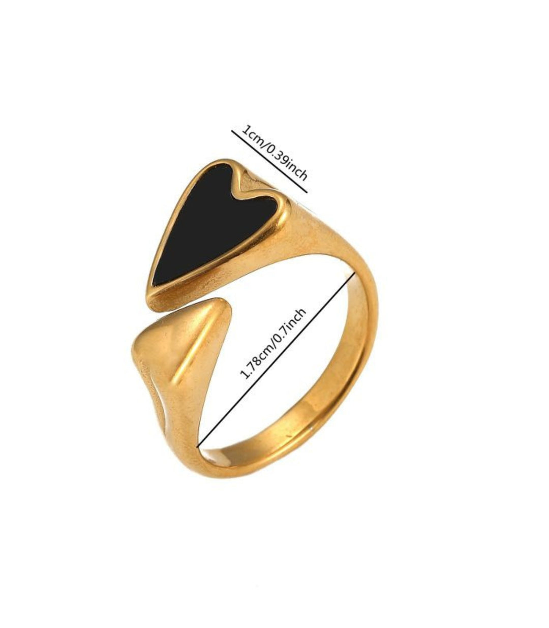 Anillo Abierto corazón Negro 18K