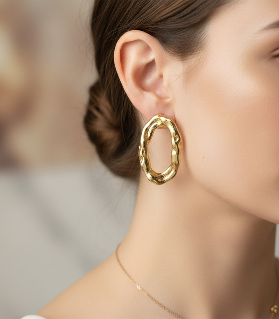 Aretes Irregular Acero+18K