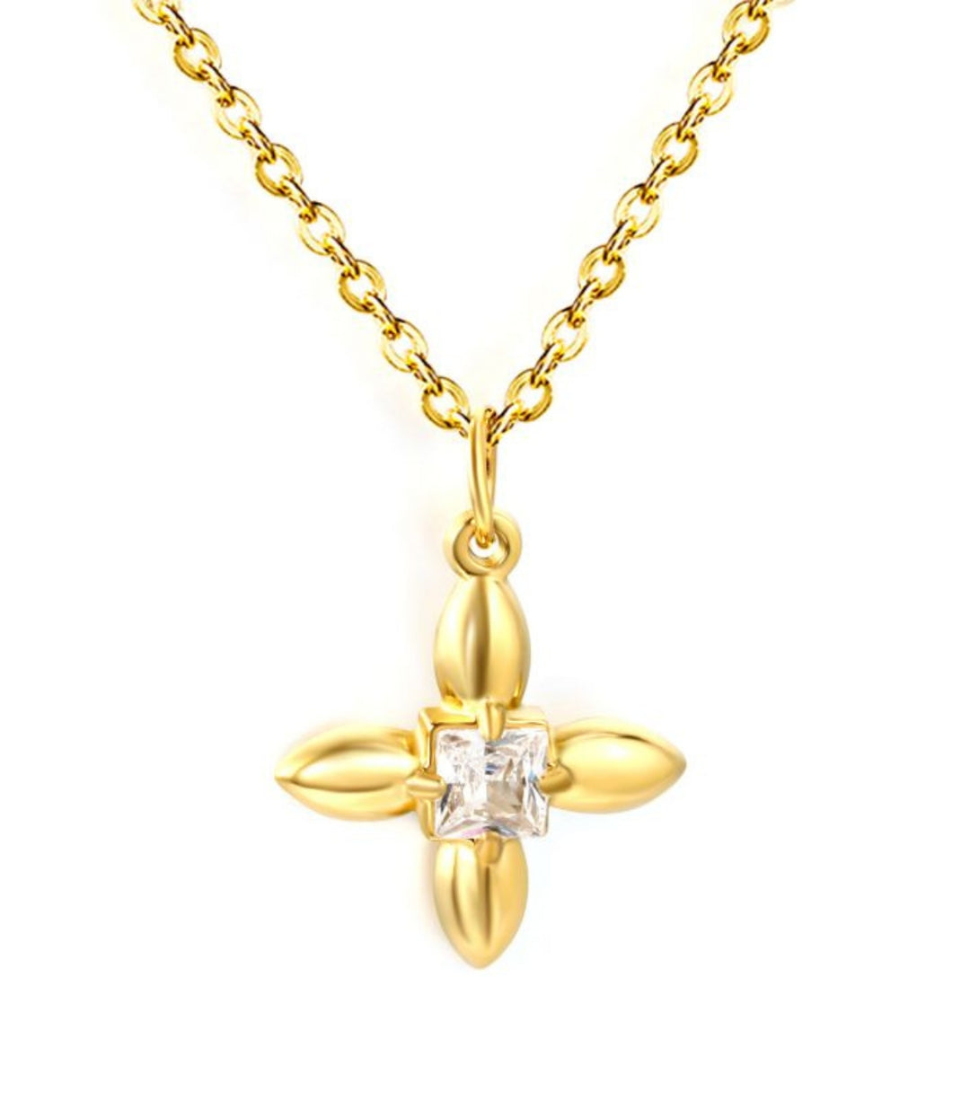 Collar Clover White Zircon 18K