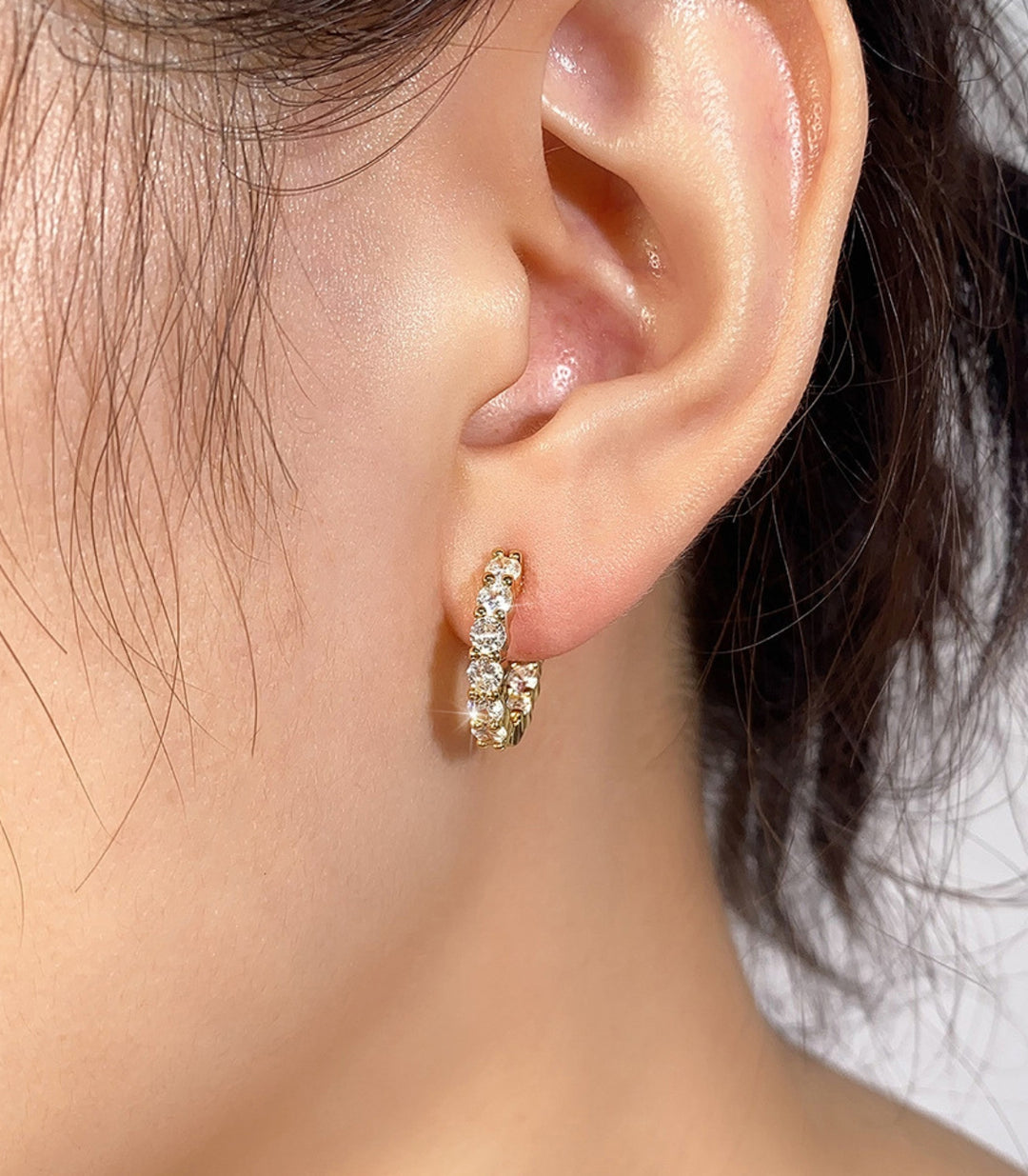 Aretes Gold Hoop Zircon 15mm