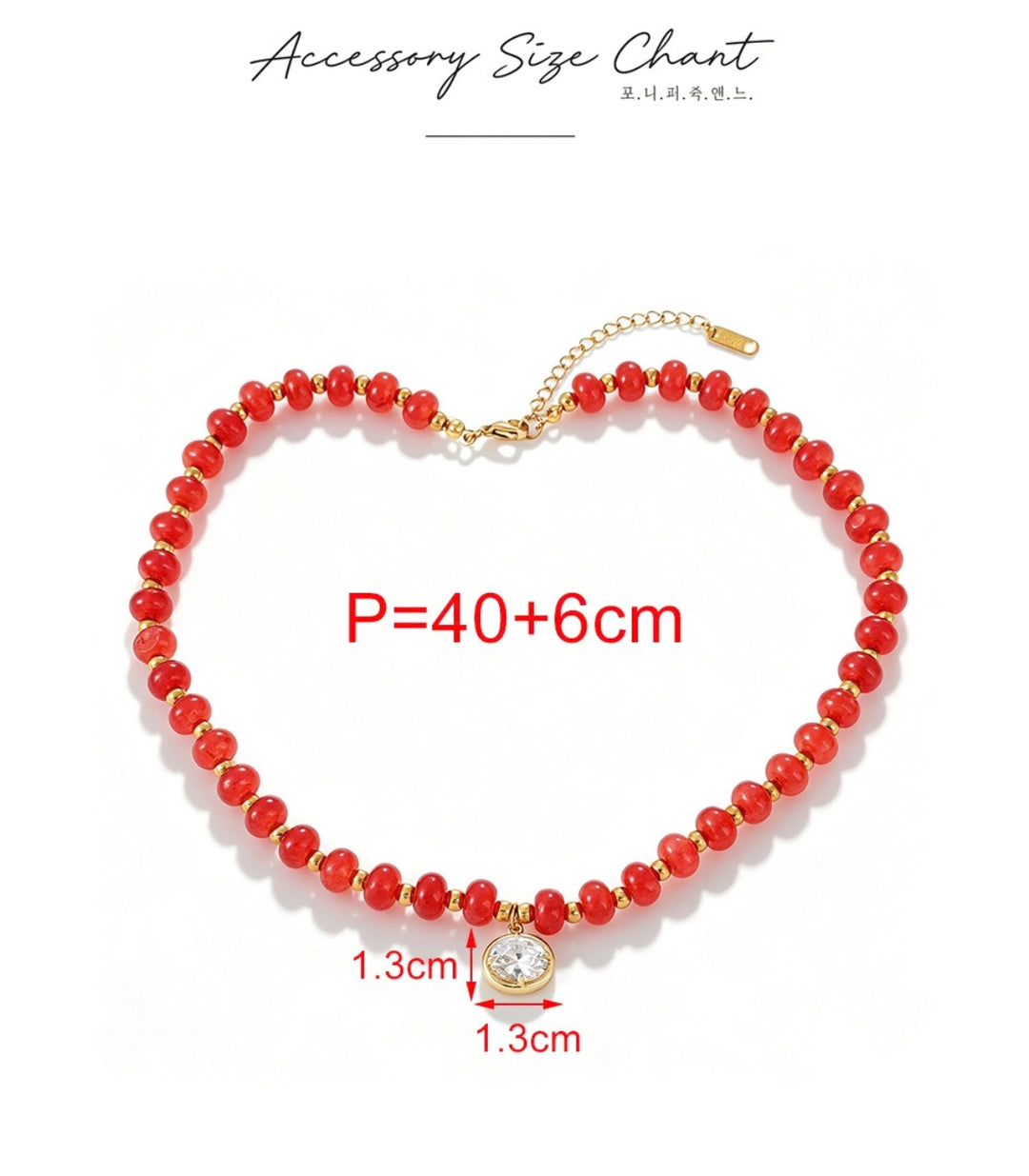 Collar Red Natural Stone Oval