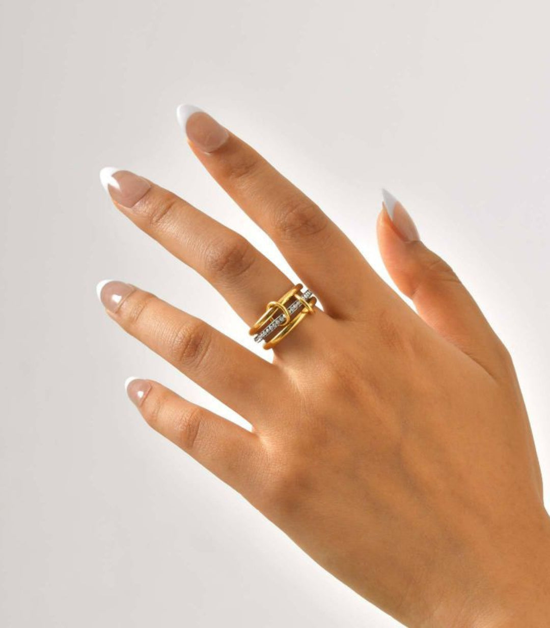 Anillo bicolor zirconias 8