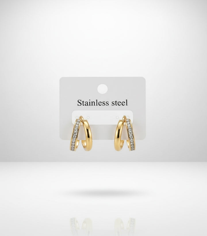 Aretes Pave Zircon C Shape 18k