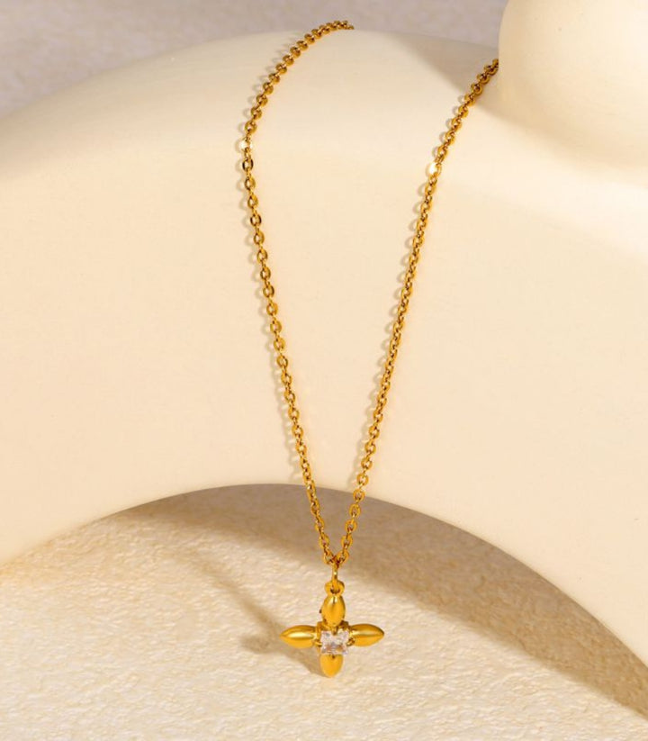 Collar Clover White Zircon 18K