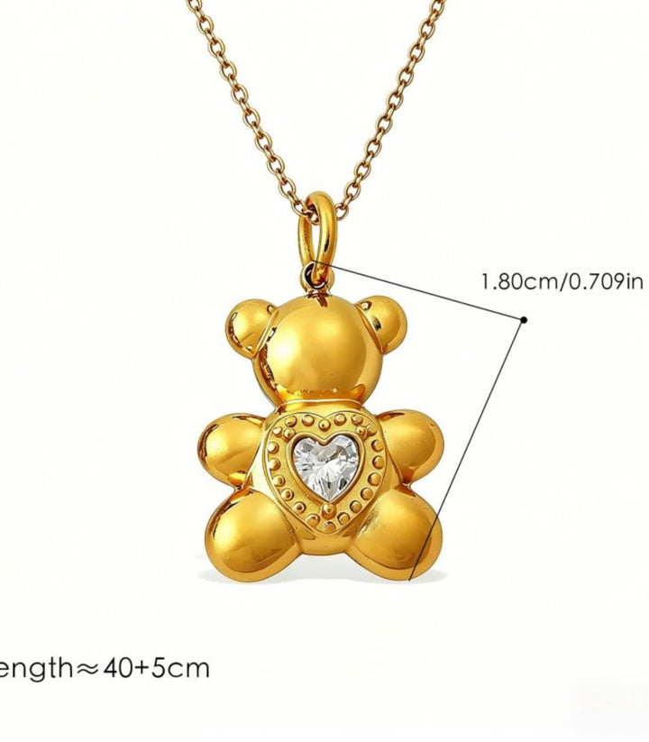 Collar Oso Corazón Zirconias