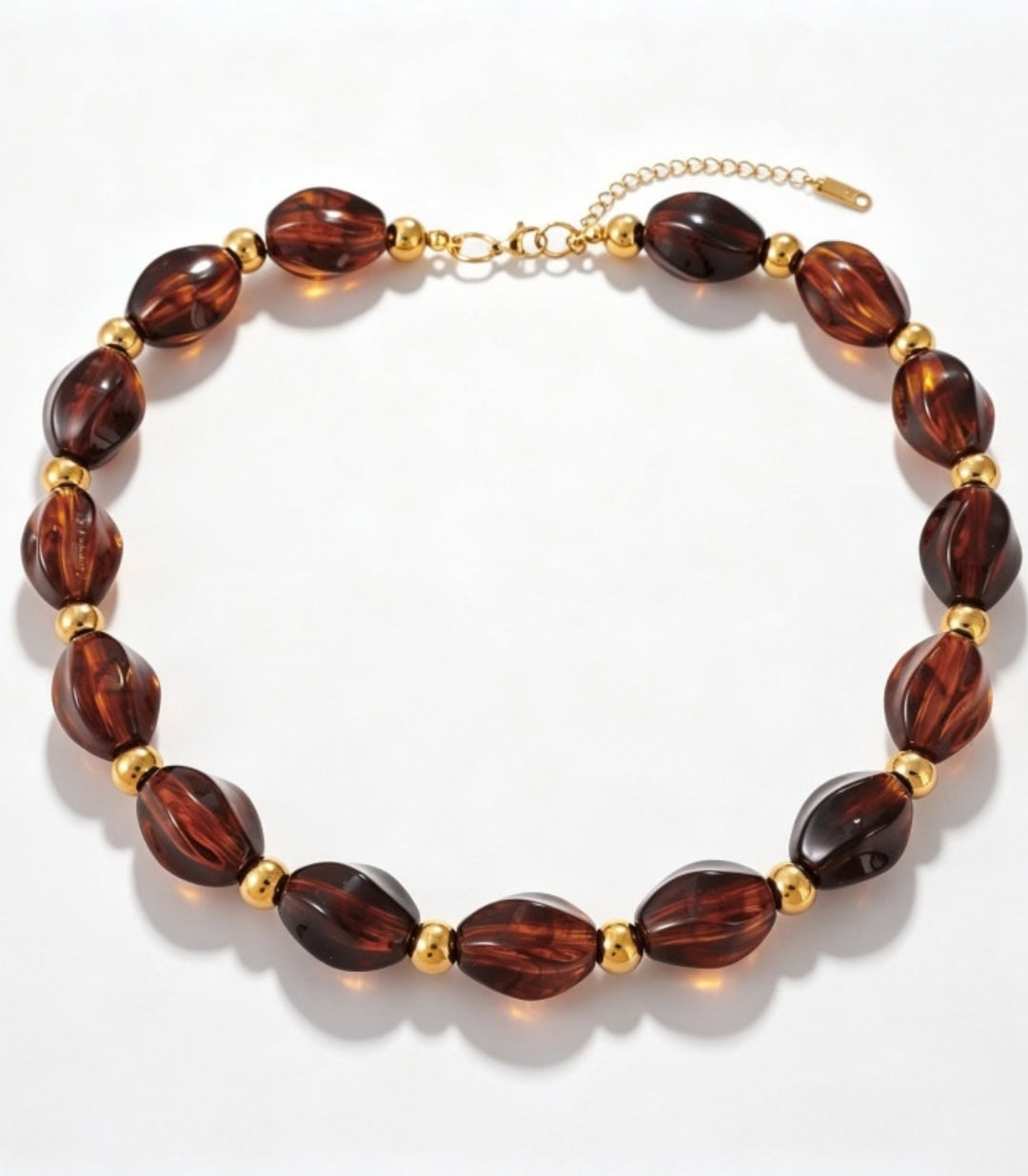 Collar Dark Brown Oval Beads