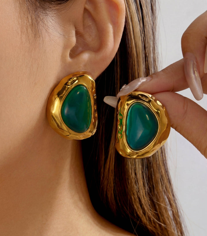 Aretes Green Resin Vintage
