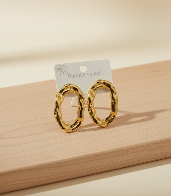Aretes Irregular Acero+18K