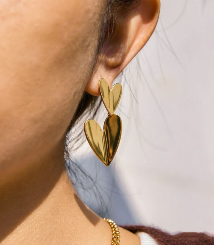 Aretes Corazones Dobles