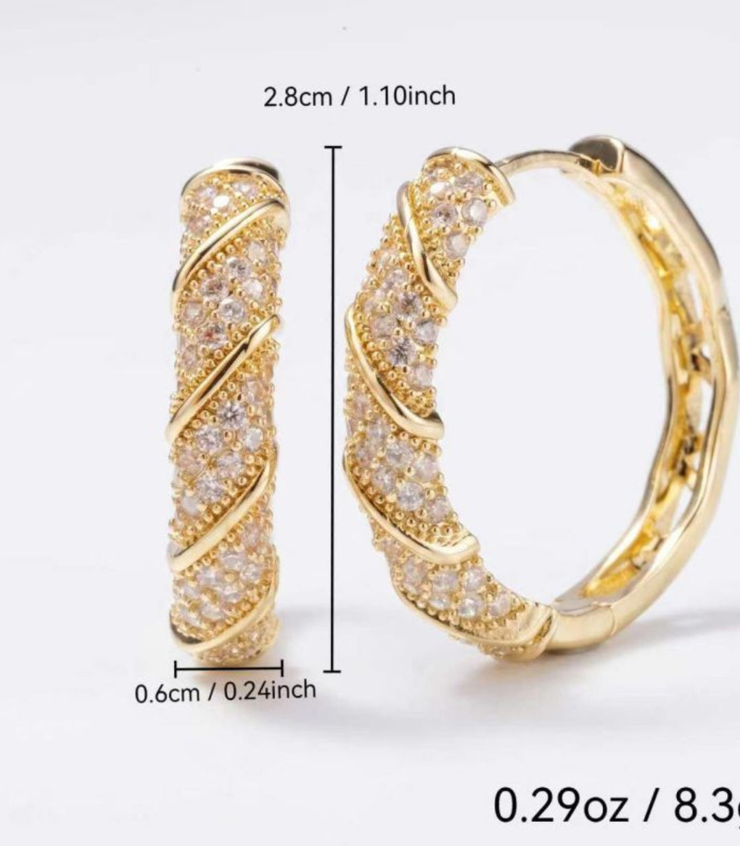 Aretes Zircon Hoop Large 14k