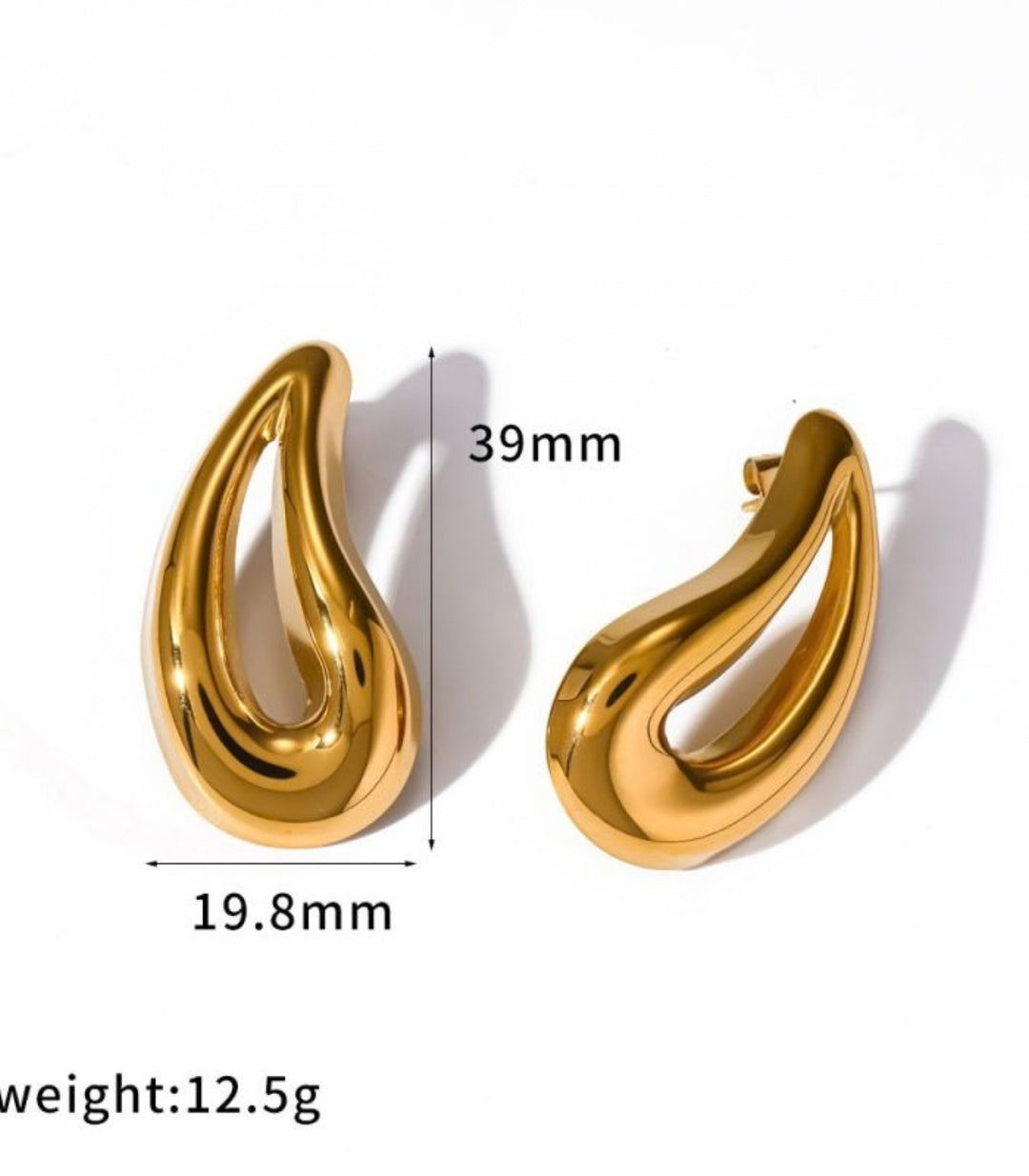 Aretes Gold Hollowed Teardrop