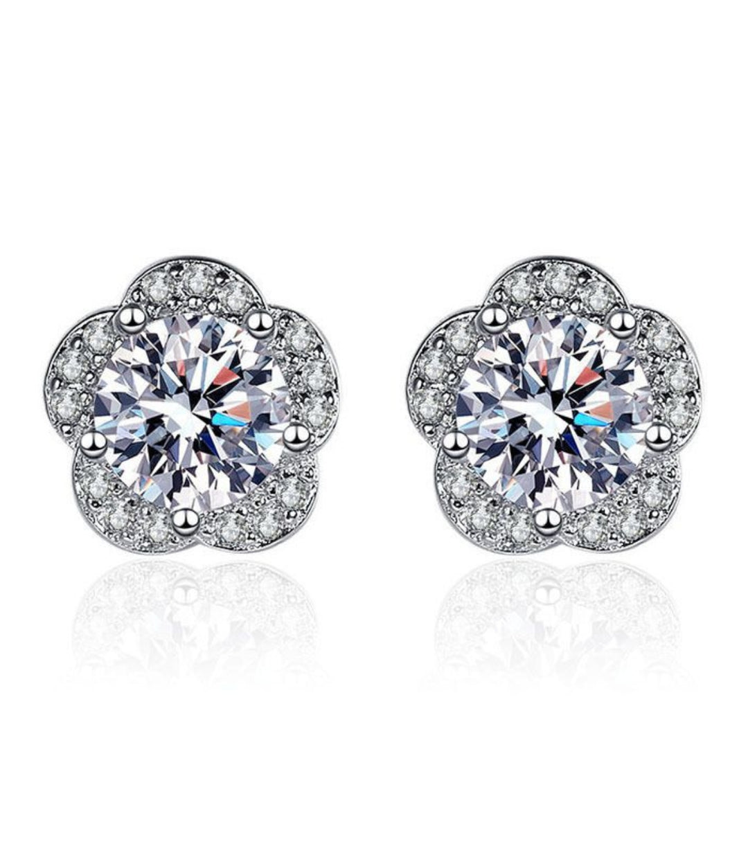 Aretes Silver Luxury Flower