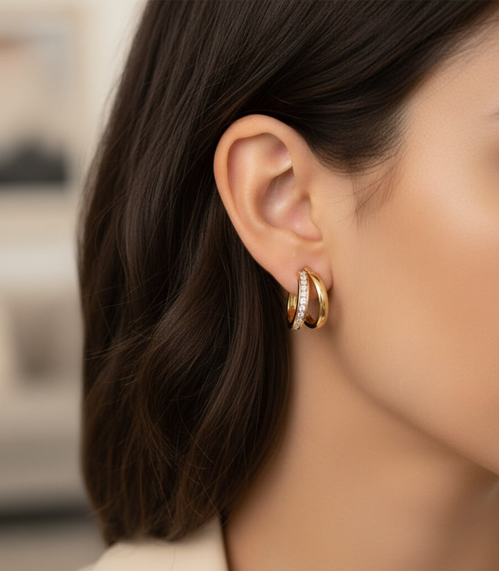 Aretes Pave Zircon C Shape 18k