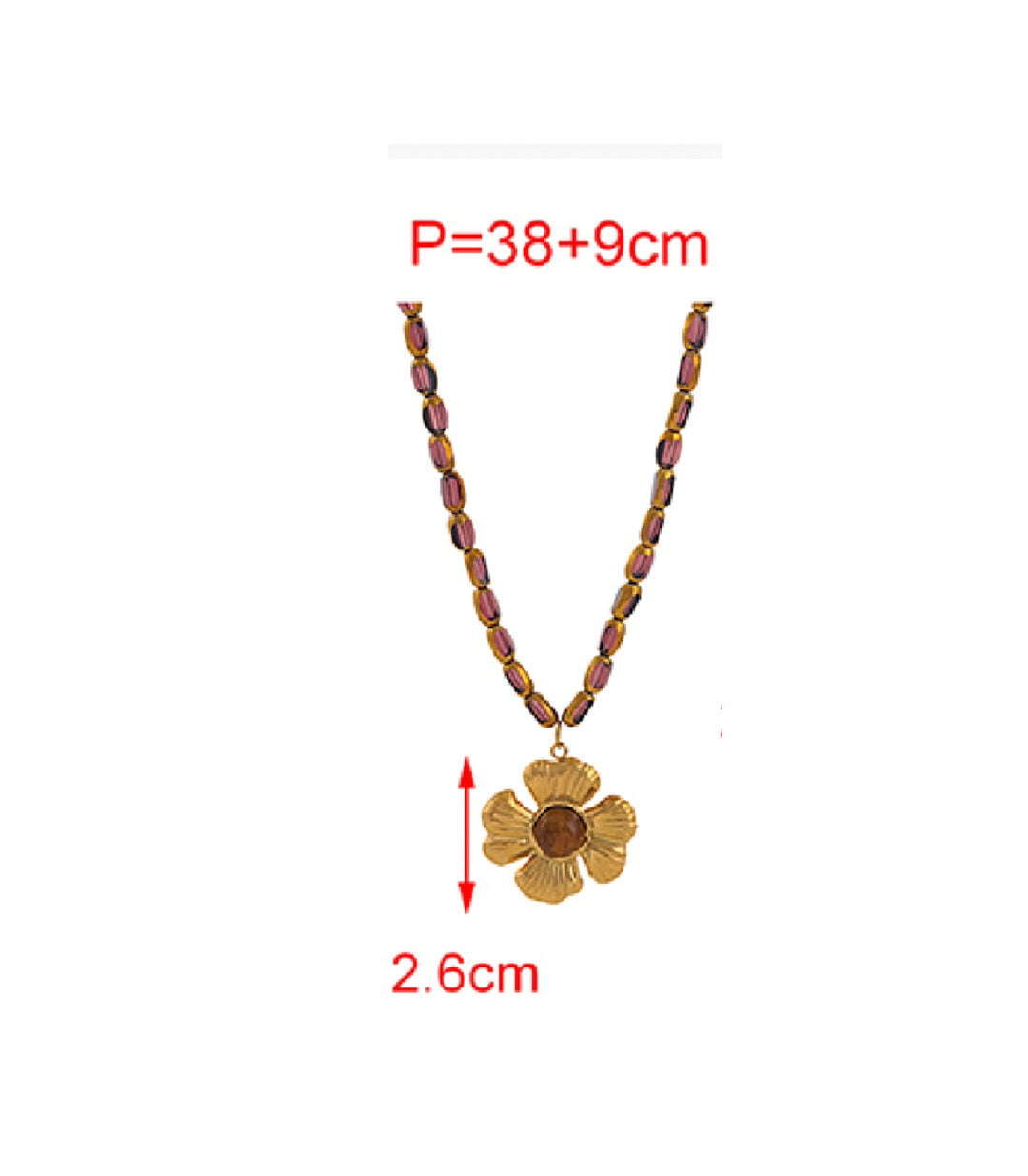 Collar Flor Piedra Ojo de Tigre